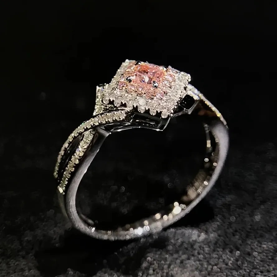 Pink Cubic Zirconia Brass Women’s Engagement Ring Romantic Valentine Gift