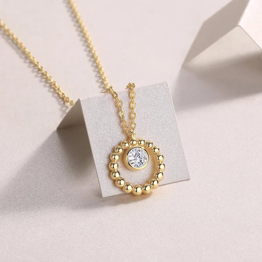 0.5ctw Moissanite Pendant Necklace 925 Sterling Silver Gold Plated Jewelry Gift
