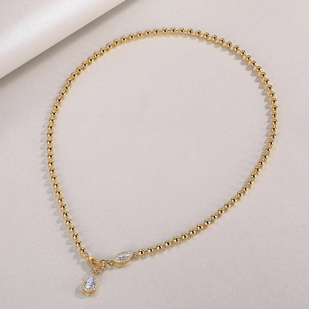 Moissanite Waterdrop Pendant Necklace S925 Silver 18K Gold Wedding Gift Jewelry