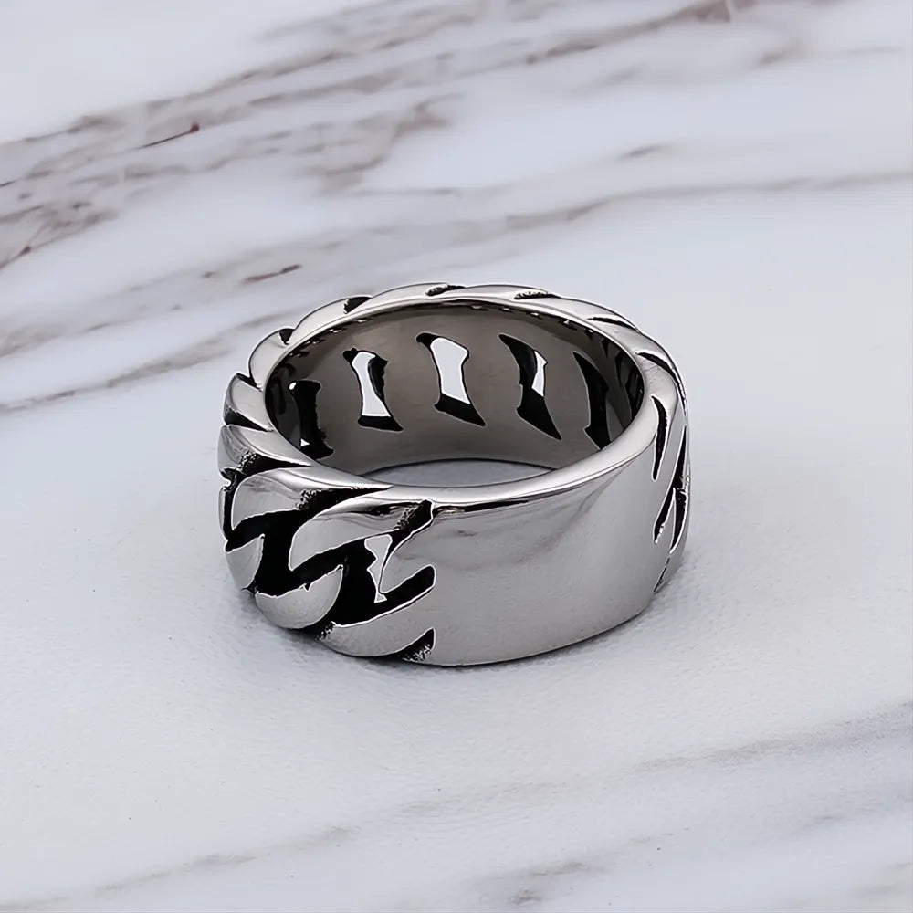 10MM 316L Stainless Steel Korean Punk Hip Hop Link Chain Ring Men Women US 8-12