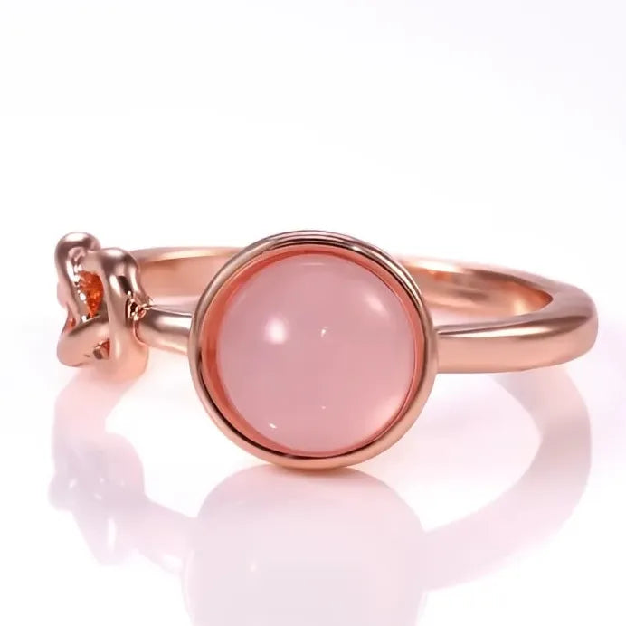 Rose Gold Women's Geometric Solitaire Pink Acrylic Stone Ring