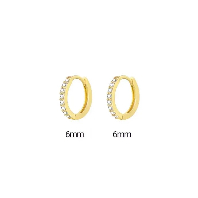 Minimalist Round Copper Hoop Earrings with Cubic Zirconia Geometric Design