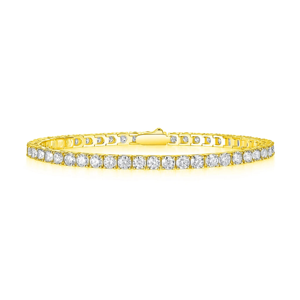 3/4/5mm Moissanite Tennis Bracelet S925 Silver D VVS1 18K Gold Plated Jewelry Men Women