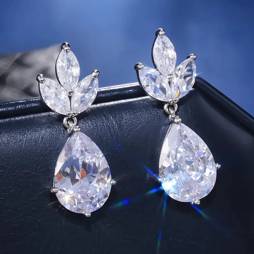 Water Drop Cubic Zirconia Necklace & Earrings Set for Women Wedding Gift