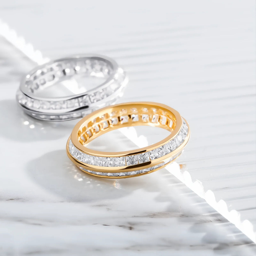 Gold Iced Out Baguette CZ Ring | Hip Hop Punk Bling Ring Unisex Jewelry