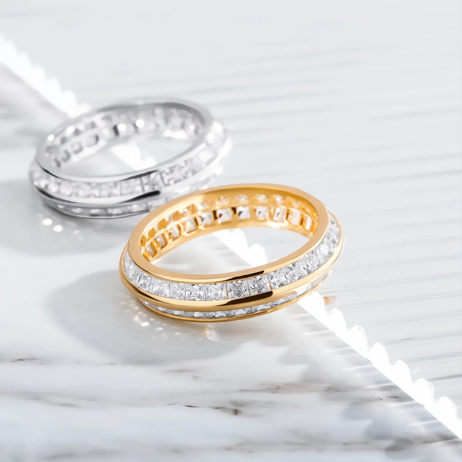 Gold Iced Out Baguette CZ Ring | Hip Hop Punk Bling Ring Unisex Jewelry