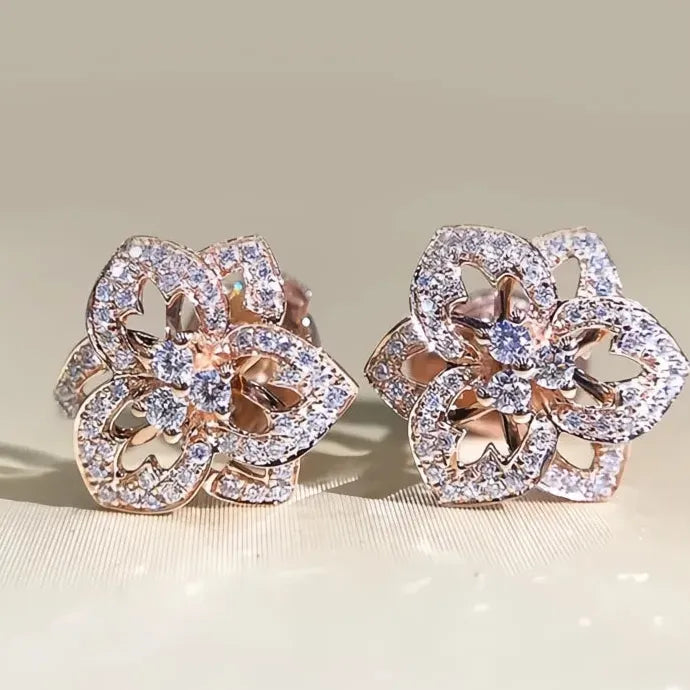 Women's Geometric Stud Earrings Silver Rose Gold Copper Alloy Gift