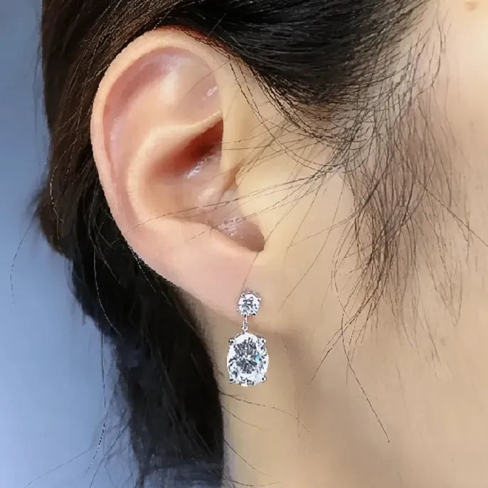 Simple Stylish Big Oval Cubic Zirconia Women Drop Earrings Elegant Trendy Jewelry