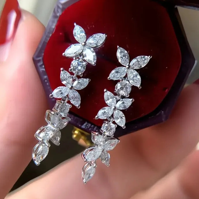 2021 Women's Geometric Bridal Wedding Drop Earrings Brass CZ Gift
