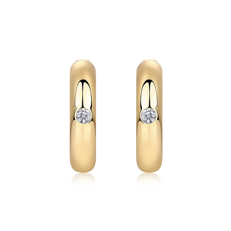 3.0mm Moissanite Hoop Earrings 18K Gold Plated S925 Silver Minimalist Gift Jewelry