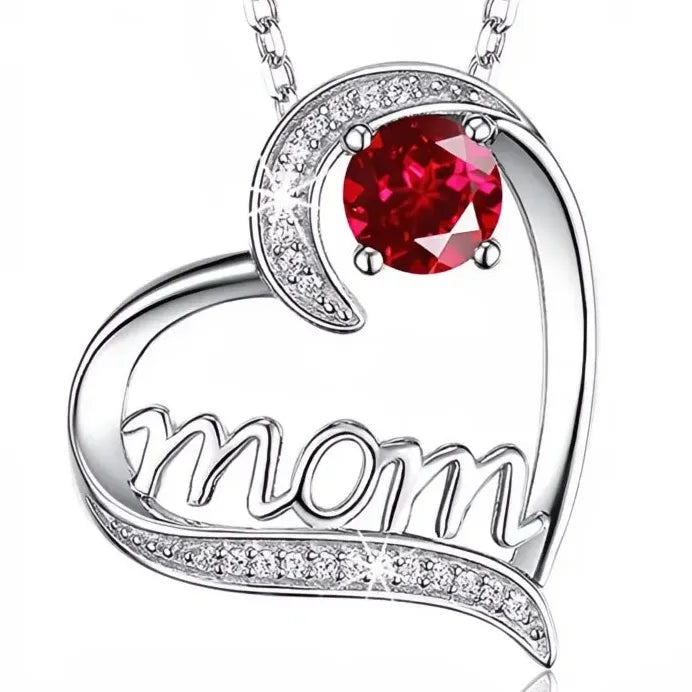Heart Shape MOM Crystal Pendant Necklace Copper Alloy Jewelry Gift