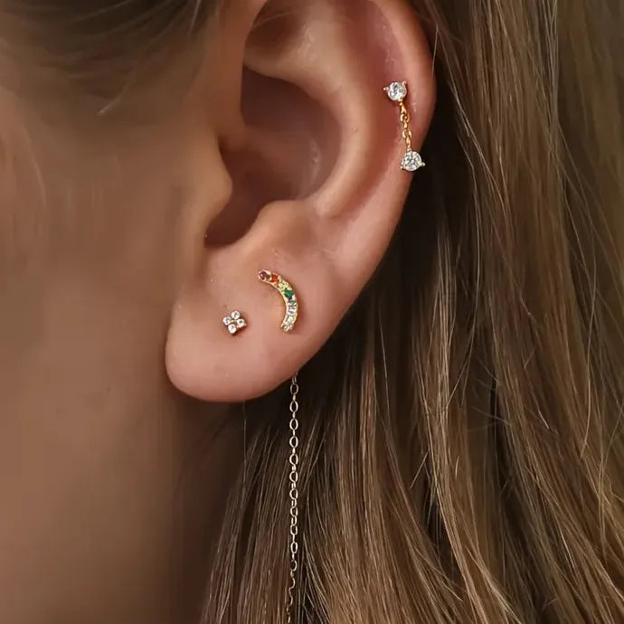 Small Geometric Copper Alloy Stud Earrings for Women Delicate Jewelry