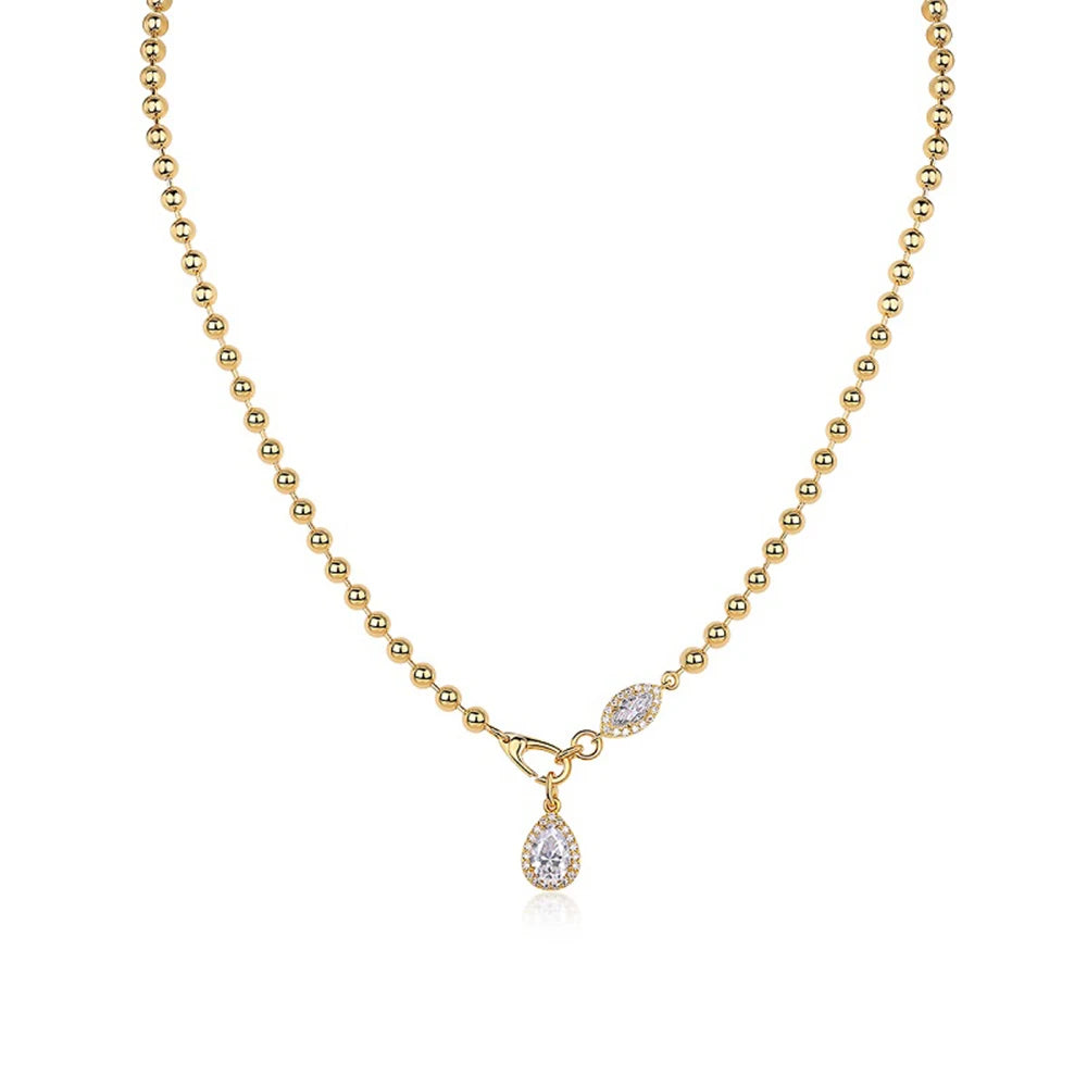 Moissanite Waterdrop Pendant Necklace S925 Silver 18K Gold Wedding Gift Jewelry