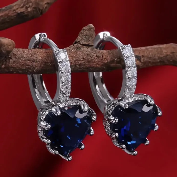 Heart Zirconia Drop Earrings for Women Copper Wedding Party Gift