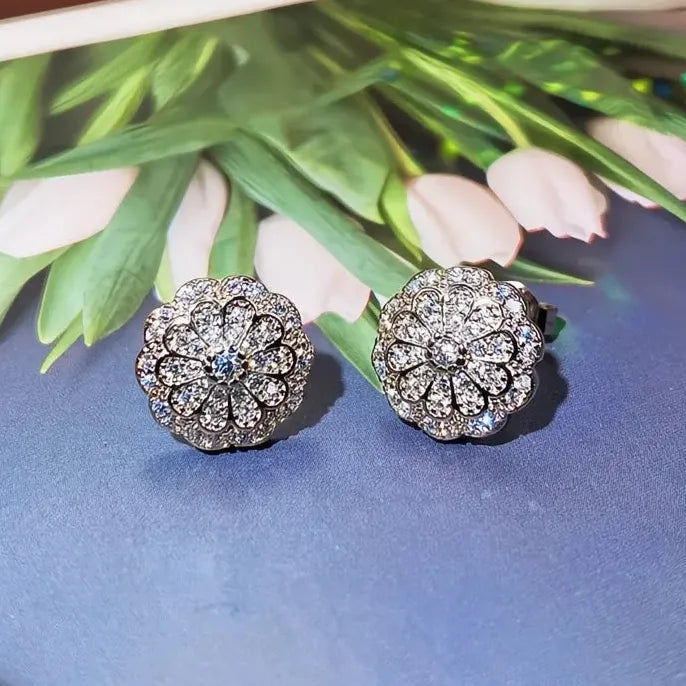 Geometric Cubic Zirconia Stud Earrings for Women Wedding Jewelry