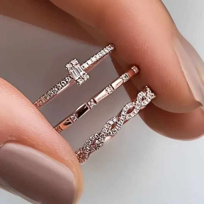 Delicate Girls Finger Rings with Cubic Zirconia CZ Party Daily Wear Fashion Minimalist Jewelry Gift for Women