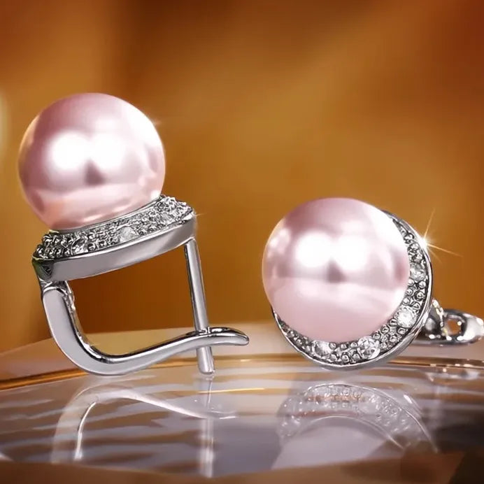 Elegant Simulated Pearl Stud Earrings for Women White Pink Bridal Jewelry