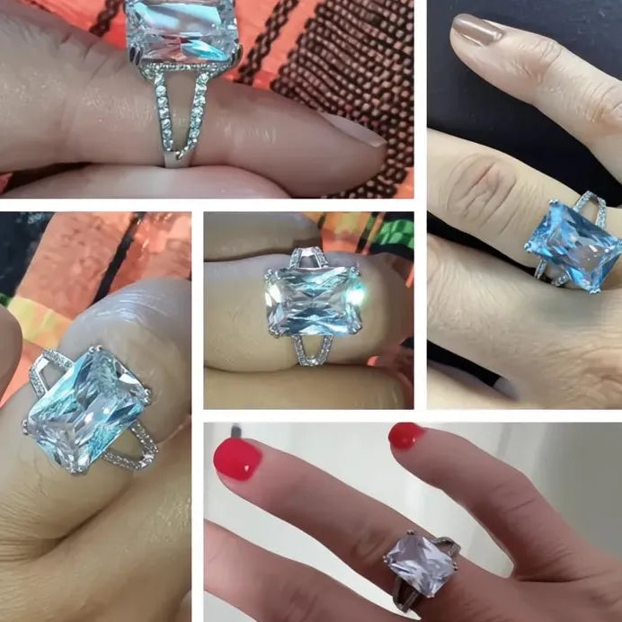 Elegant Luxury Geometric Cubic Zirconia Wedding Ring for Women