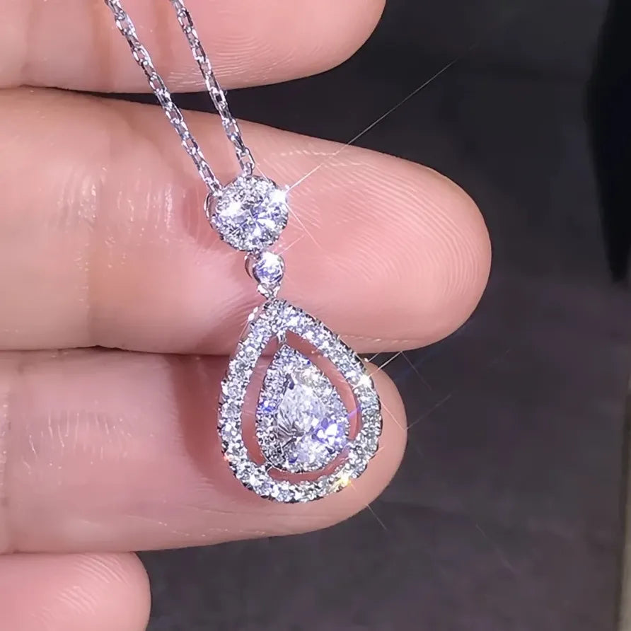 Silver Cubic Zirconia Wedding Necklace for Women – Luxury Statement Jewelry