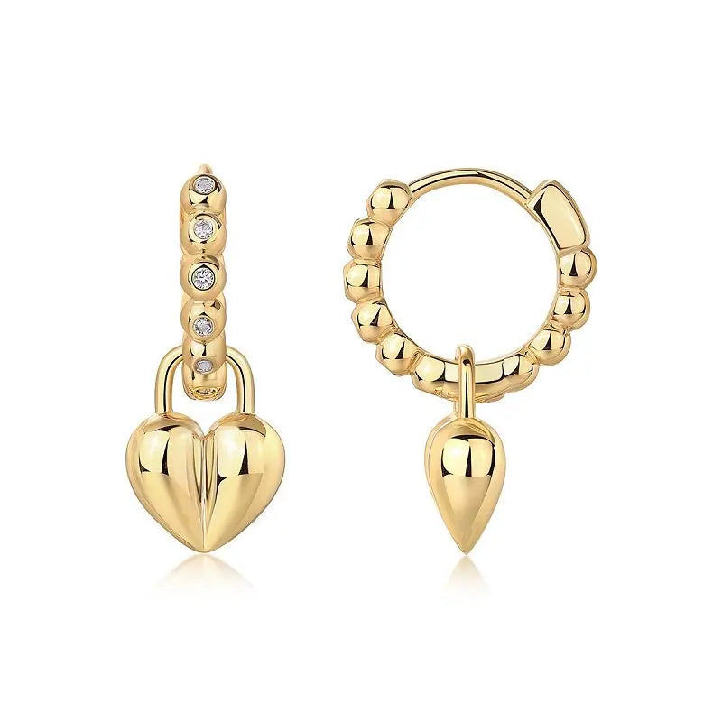 Heart-Shaped Moissanite Stud Earrings for Women 925 Sterling Silver Gold Plated Jewelry