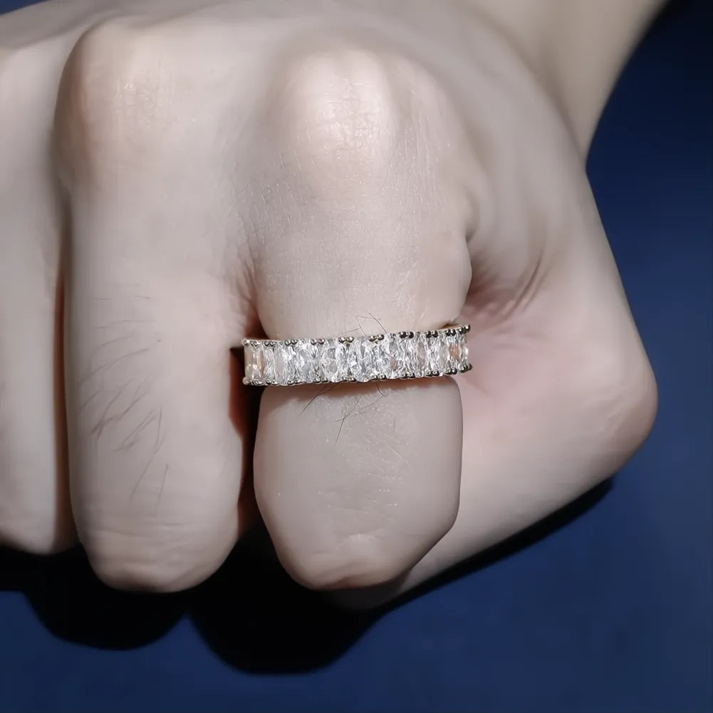 White Gold Plated Iced Out Ring Set | Micro Pave AAA CZ Hip Hop Ring for Men