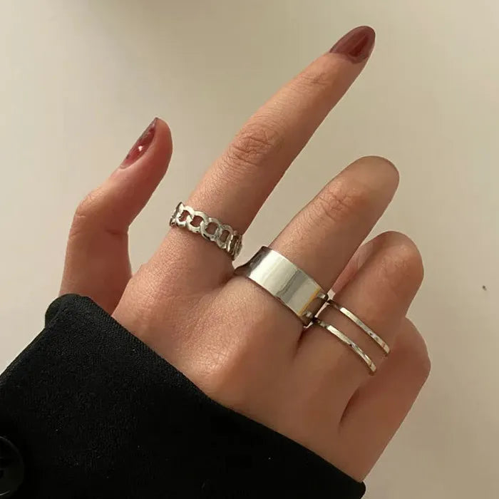 10Pcs Women's Chunky Gold Star Rings Set Geometric Fashion Jewelry