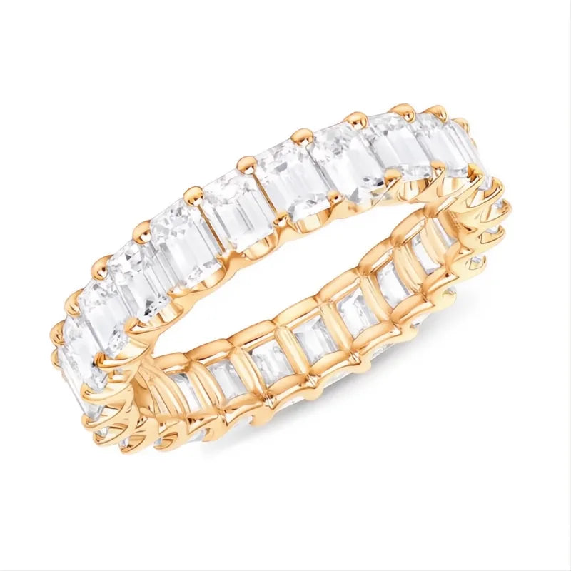 Luxury Micro Paved Square Cubic Zirconia Promise Ring for Women Engagement Wedding Jewelry