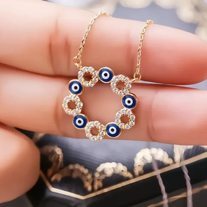 Elegant Lady Circle Pendant Necklace Silver Gold Cubic Zirconia Jewelry