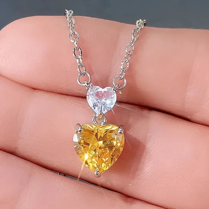Heart Necklace with Cubic Zirconia Pendant Copper Alloy Engagement Gift