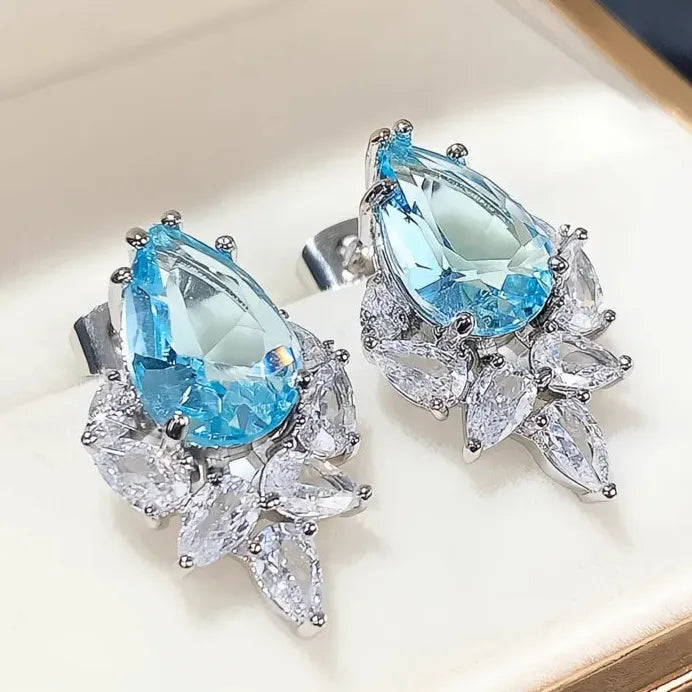 Geometric Cubic Zirconia Stud Earrings for Women Wedding Party Jewelry