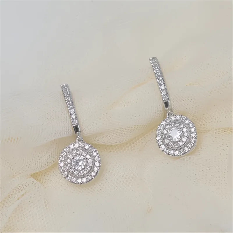 New Wedding Trend Eternity Drop Earrings for Women Cubic Zirconia Classic Elegant Jewelry