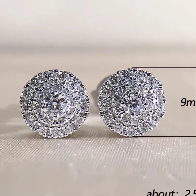 Micro Paved CZ Round Stud Earrings for Women Simple Delicate Fashion Jewelry Copper Alloy