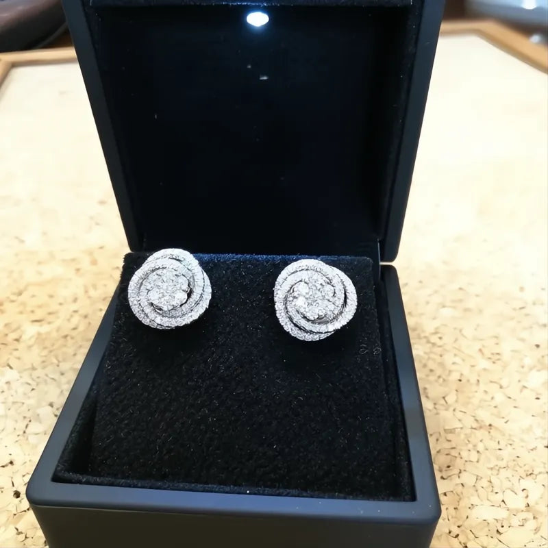 Fancy Cubic Zirconia Stud Earrings for Women Delicate Geometric Design Fashion Jewelry Luxury Wedding Party Accessories