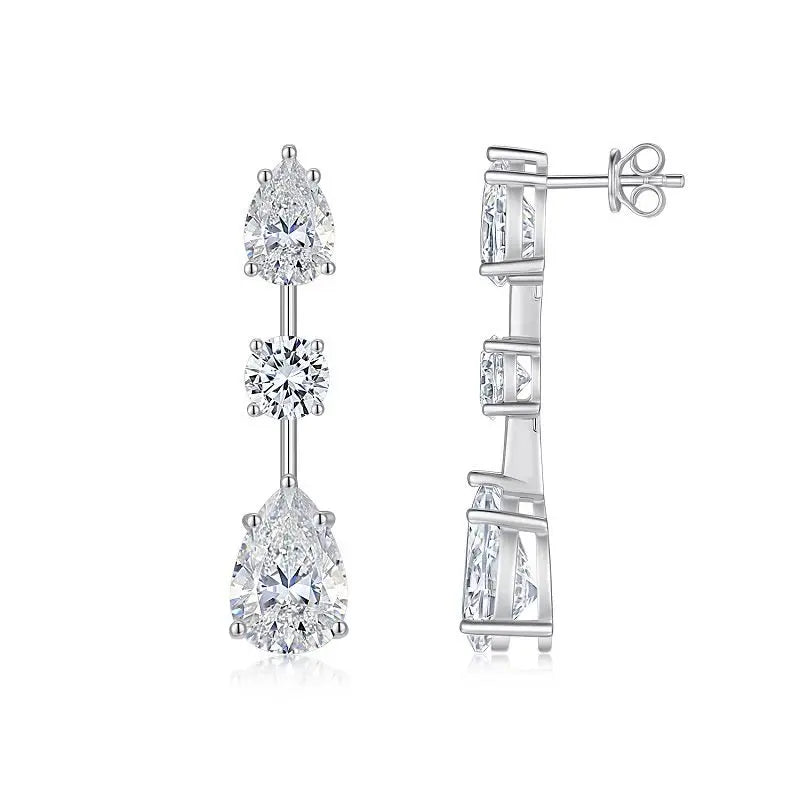 17CTW Pear & Round Moissanite Earrings 925 Sterling Silver Drop Jewelry Women