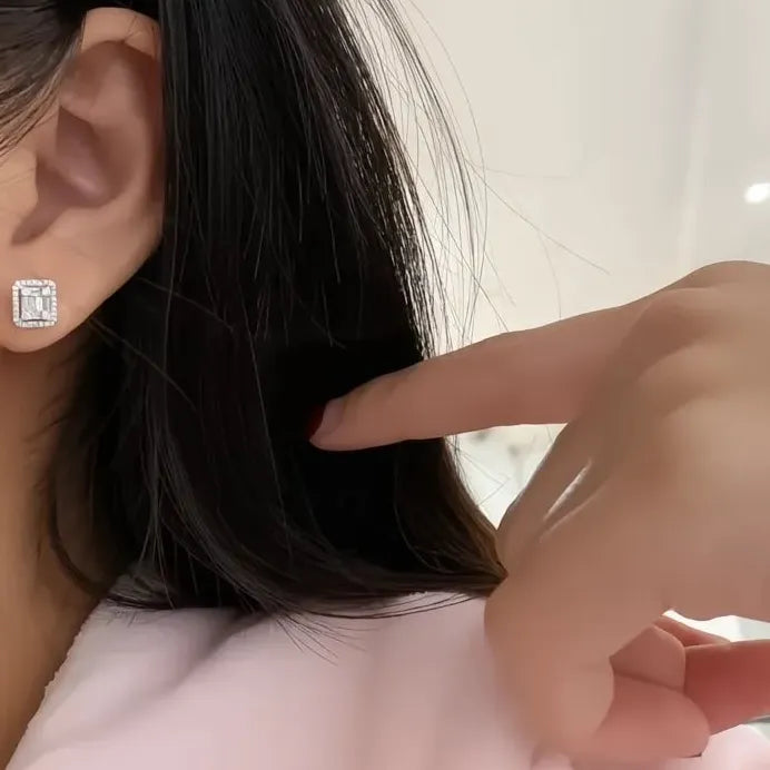 Geometric Cubic Zirconia Stud Earrings for Women Daily & Party Wear