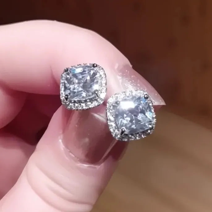 Geometric Cubic Zirconia Stud Earrings Copper Alloy Wedding Engagement Jewelry