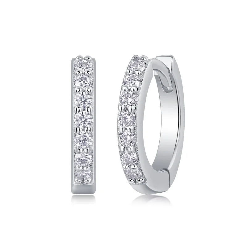 Chunky 925 Sterling Silver Moissanite Hoop Earrings for Women Christmas Gift Luxury