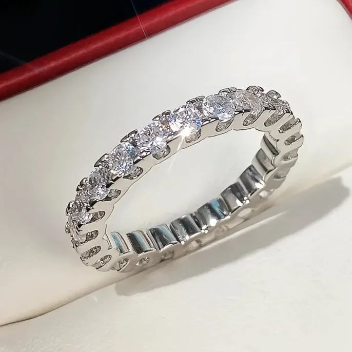 Fashion Contracted Design Women's Brass Ring with White Cubic Zirconia Wedding Party Jewelry