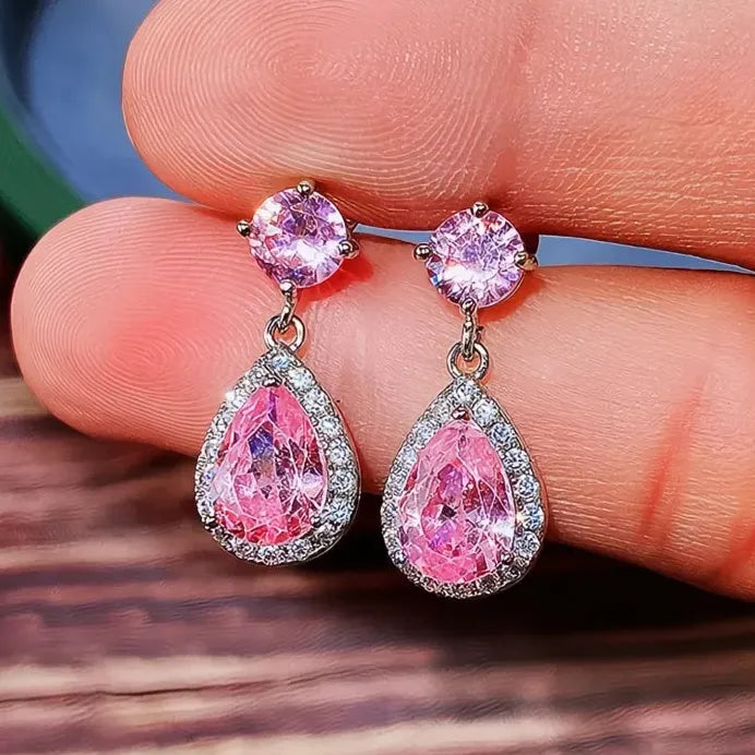 Luxury Water Drop CZ Dangle Earrings for Women Wedding Jewelry Multiple Colors