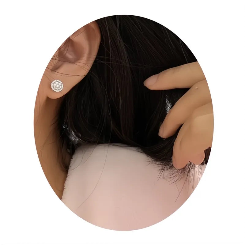 Dainty Round Cubic Zirconia Stud Earrings for Women, Classic Geometric Design, Fashion Jewelry