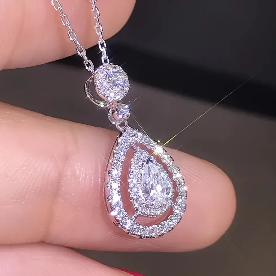 Silver Cubic Zirconia Wedding Necklace for Women – Luxury Statement Jewelry