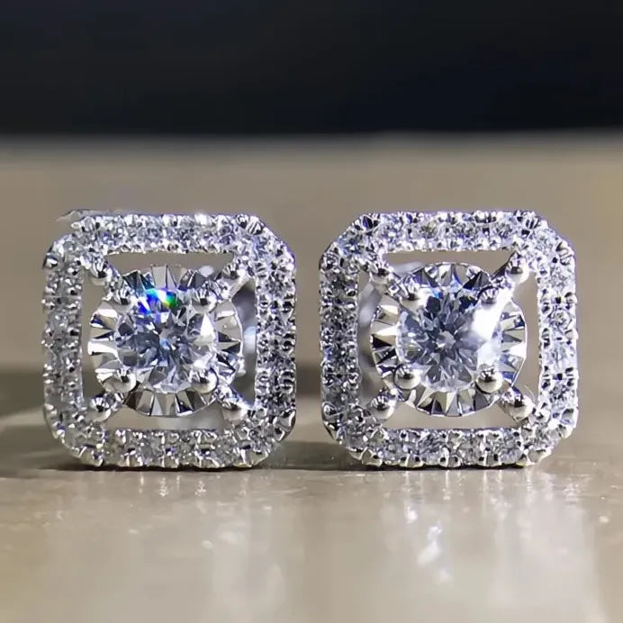 Elegant Women’s Geometric Cubic Zirconia Stud Earrings for Wedding Party