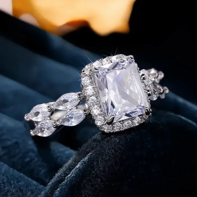 Cubic Zirconia Brass Wedding Engagement Ring for Women Gift Jewelry