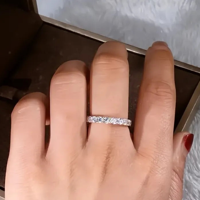 Stylish Round Brass Band Ring for Women with Cubic Zirconia Stones