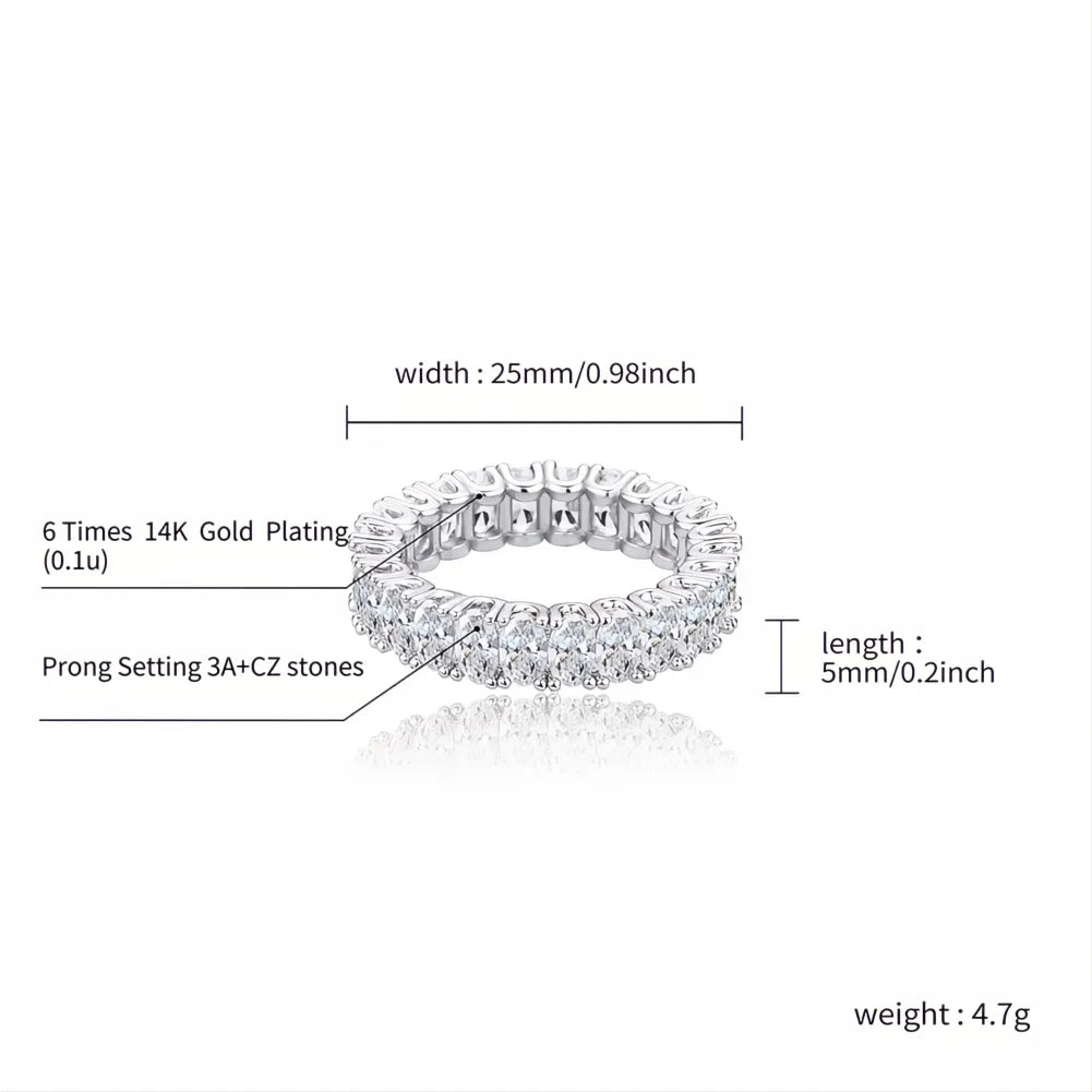 White Gold Plated Iced Out Ring Set | Micro Pave AAA CZ Hip Hop Ring for Men