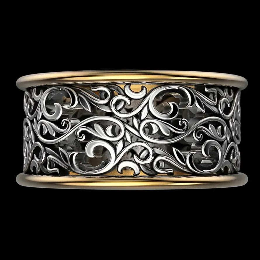 Vintage Geometric Pattern Zinc Alloy Women Band Ring Punk Metallic Finger Accessory
