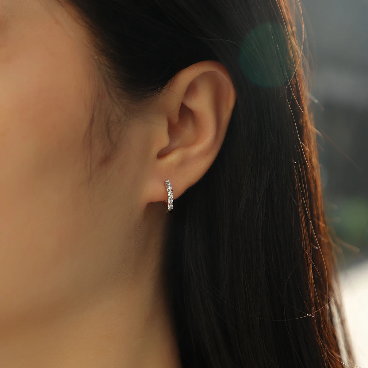 Chunky 925 Sterling Silver Moissanite Hoop Earrings for Women Christmas Gift Luxury