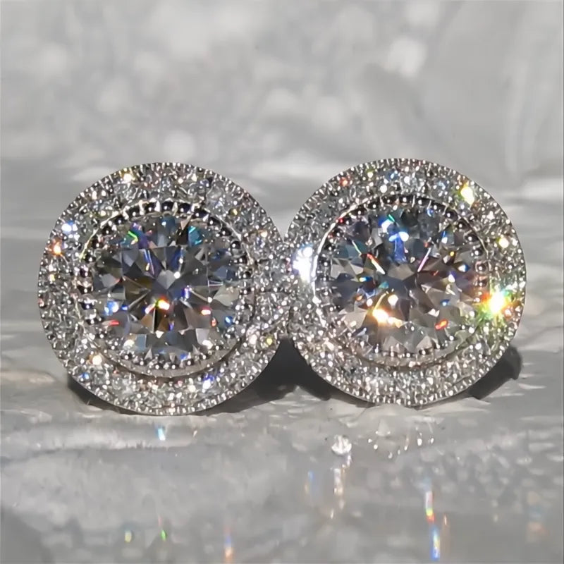 Delicate Small Round Cubic Zirconia Stud Earrings for Women Teens Fashion Jewelry