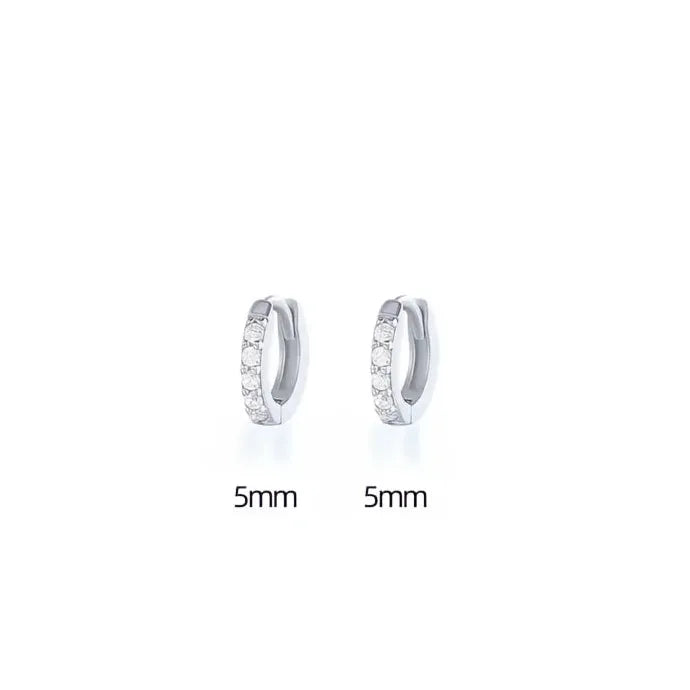 Minimalist Round Copper Hoop Earrings with Cubic Zirconia Geometric Design