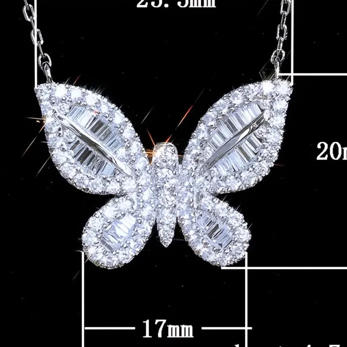 Luxury Butterfly Pendant Necklace with Inlaid CZ Stone for Women Gift